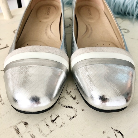 Geox, Respira, Metallic Silver,  Ballet Flats, Size, Eur 38, Great Condition - Picture 5 of 16